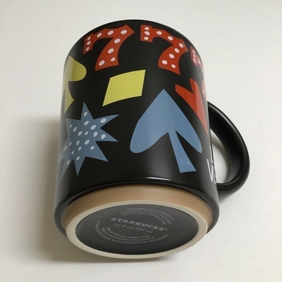 Starbucks Las Vegas Black Coffee Mug Tea Cup 12 oz Cards Blackjack Triple 7s - Picture 7 of 14